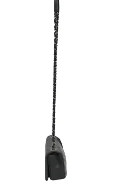 Grey embossed matelassé calfskin crossbody flap bag with gunmetal Coco Mark turnlock closure