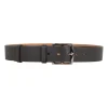 Grey grained leather 38mm belt with silver pin buckle