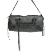 Grey lambskin leather Classic Motorcycle Twiggy handbag with aged brass hardware