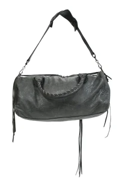 Grey lambskin leather Classic Motorcycle Twiggy handbag with aged brass hardware