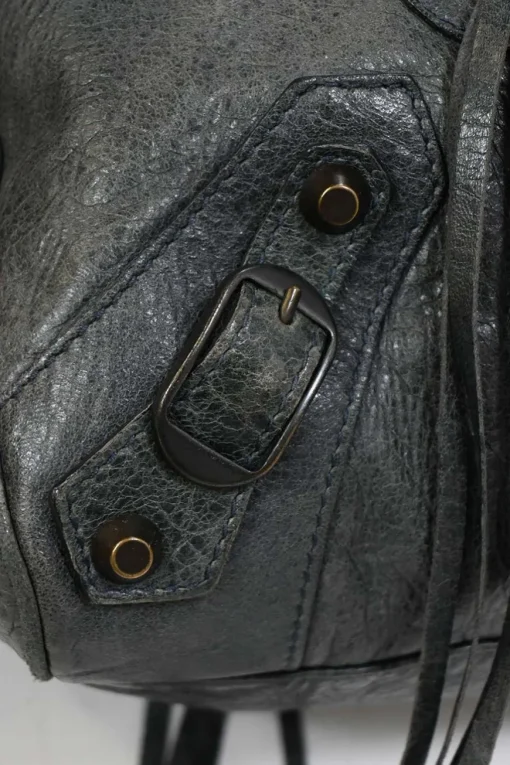 Grey lambskin leather Classic Motorcycle Twiggy handbag with aged brass hardware