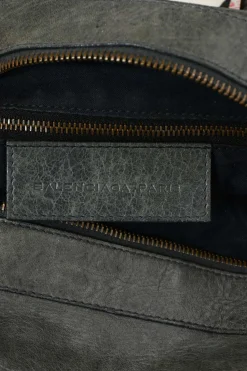 Grey lambskin leather Classic Motorcycle Twiggy handbag with aged brass hardware