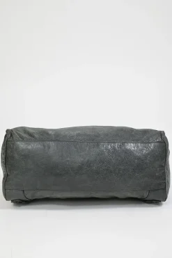 Grey lambskin leather Classic Motorcycle Twiggy handbag with aged brass hardware