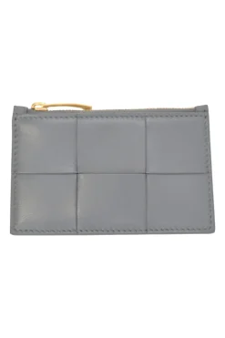 Grey leather Cassette zipped card holder