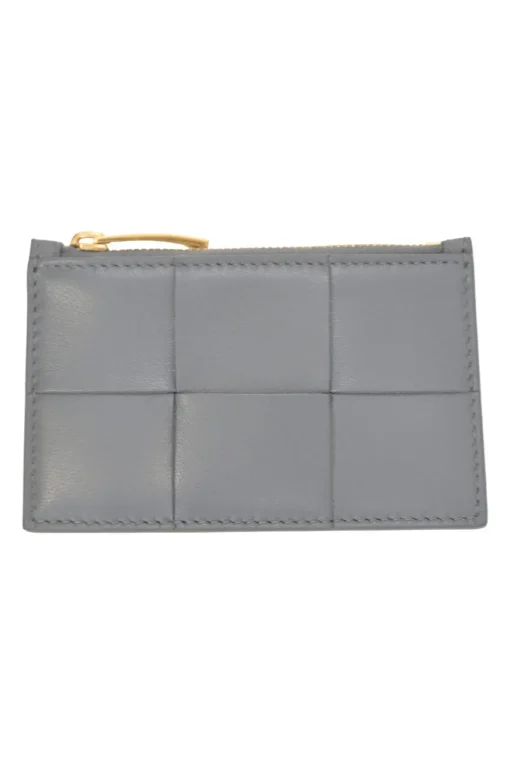 Grey leather Cassette zipped card holder