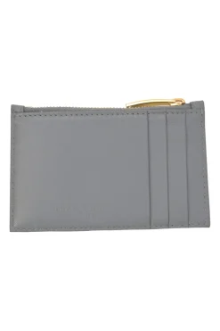 Grey leather Cassette zipped card holder