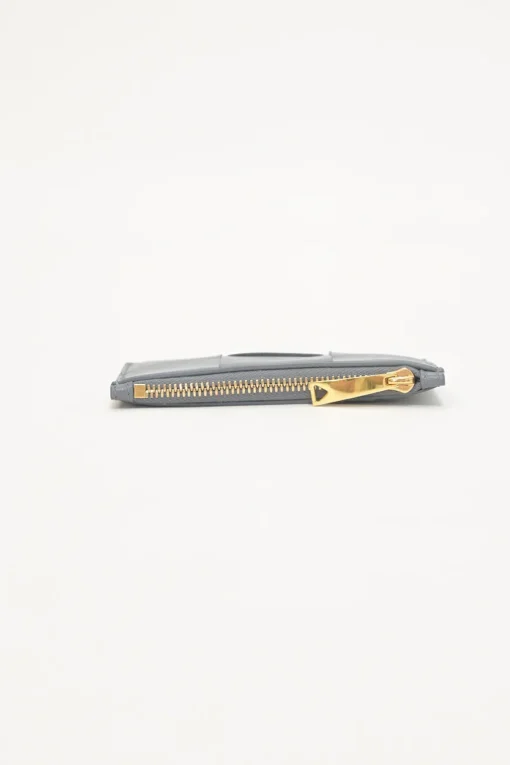 Grey leather Cassette zipped card holder