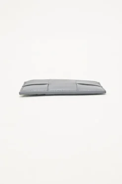 Grey leather Cassette zipped card holder