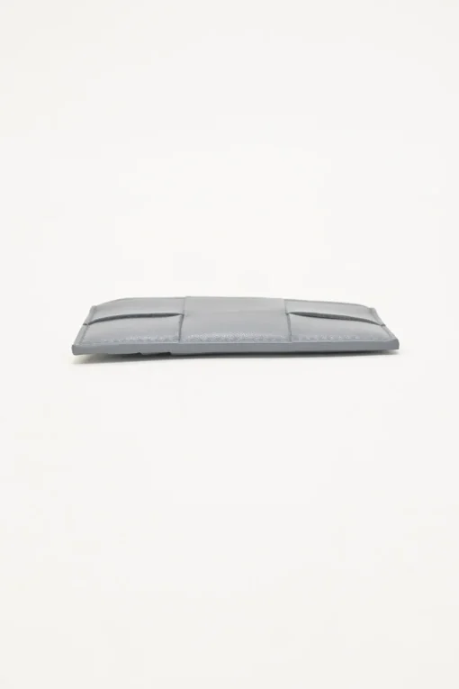 Grey leather Cassette zipped card holder