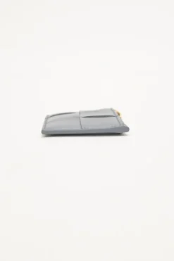 Grey leather Cassette zipped card holder