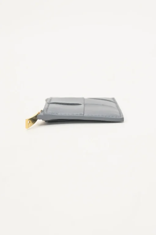 Grey leather Cassette zipped card holder