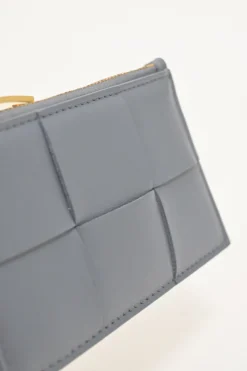 Grey leather Cassette zipped card holder