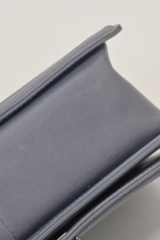 Grey matelassé lambskin Boy bag with silver-tone metallic hardware