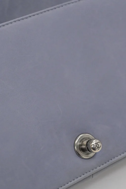 Grey matelassé lambskin Boy bag with silver-tone metallic hardware