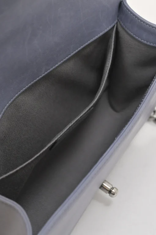 Grey matelassé lambskin Boy bag with silver-tone metallic hardware