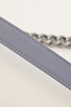Grey matelassé lambskin Boy bag with silver-tone metallic hardware