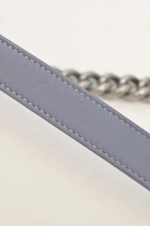 Grey matelassé lambskin Boy bag with silver-tone metallic hardware