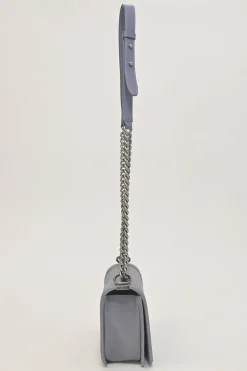 Grey matelassé lambskin Boy bag with silver-tone metallic hardware