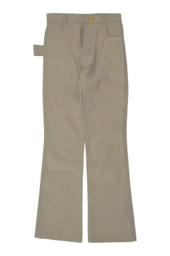 Grey mélange pull-on high-rise wide leg trousers