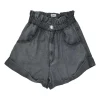 Grey Paperbag Waist Denim-effect shorts