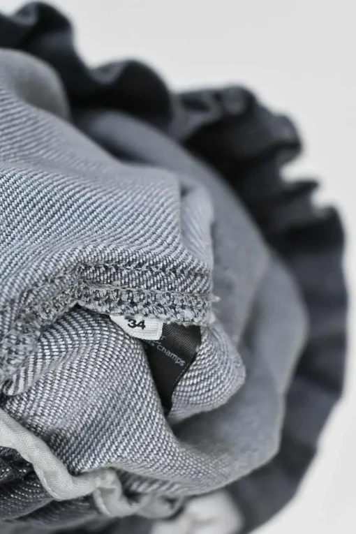 Grey Paperbag Waist Denim-effect shorts