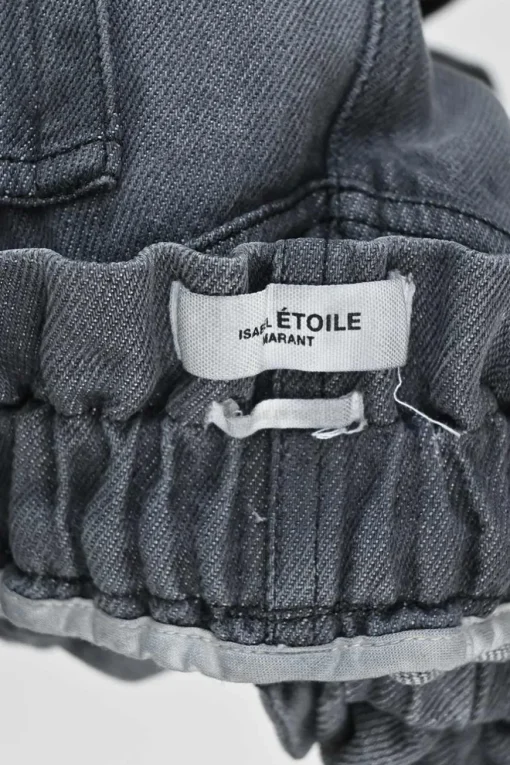 Grey Paperbag Waist Denim-effect shorts