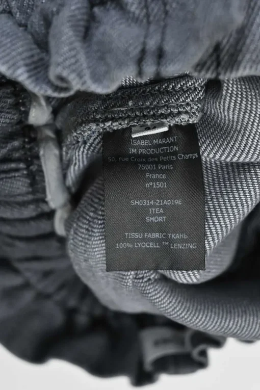 Grey Paperbag Waist Denim-effect shorts
