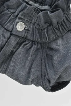 Grey Paperbag Waist Denim-effect shorts