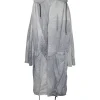 Grey polyamide airbrushed splatter digi print parka with drawstring hem