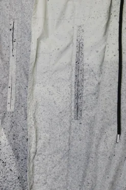 Grey polyamide airbrushed splatter digi print parka with drawstring hem
