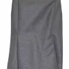 Grey polyester-wool blend godet midi skirt