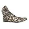 Grey python-embossed leather scrunch wedge pumps