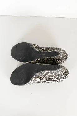 Grey python-embossed leather scrunch wedge pumps