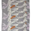 Grey silk-blend abstract print raw-edge scarf