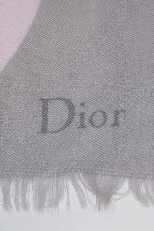 Grey silk-blend abstract print raw-edge scarf