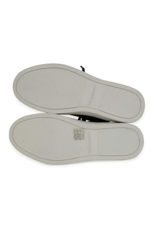 Grey snakeskin high-top sneakers with brand name embroidery at the ankle