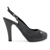 Grey suede and black leather pumps