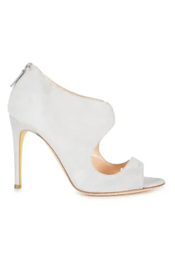 Grey suede cut out bottie pumps