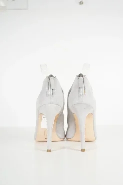 Grey suede cut out bottie pumps