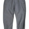 Grey tapered dress pants with white lace cuffed hem