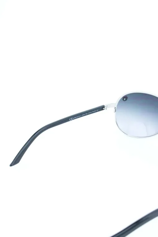 Grey tinted aviator, silver metal framed sunglasses with ladybird emblem