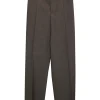 Grey wool mélange pull-on high-rise tailored trousers