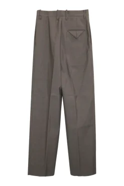 Grey wool mélange pull-on high-rise tailored trousers