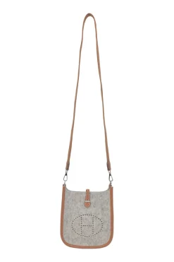 Gris clair felt and brown Swift leather Evelyne 16 crossbody bag