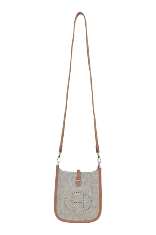 Gris clair felt and brown Swift leather Evelyne 16 crossbody bag