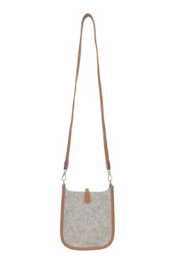 Gris clair felt and brown Swift leather Evelyne 16 crossbody bag
