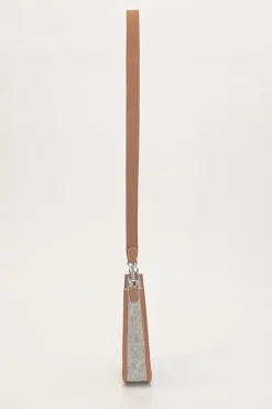 Gris clair felt and brown Swift leather Evelyne 16 crossbody bag