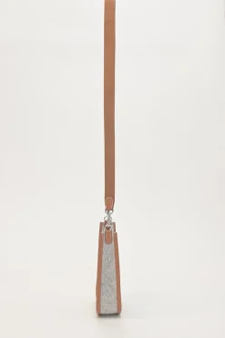 Gris clair felt and brown Swift leather Evelyne 16 crossbody bag