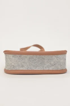 Gris clair felt and brown Swift leather Evelyne 16 crossbody bag