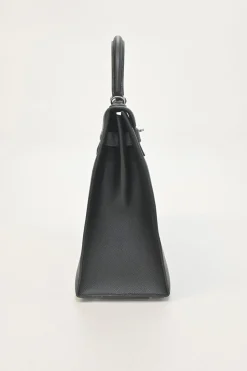 Gris Meyer Epsom leather Kelly Sellier 35 with Palladium-plated hardware and detachable shoulder strap
